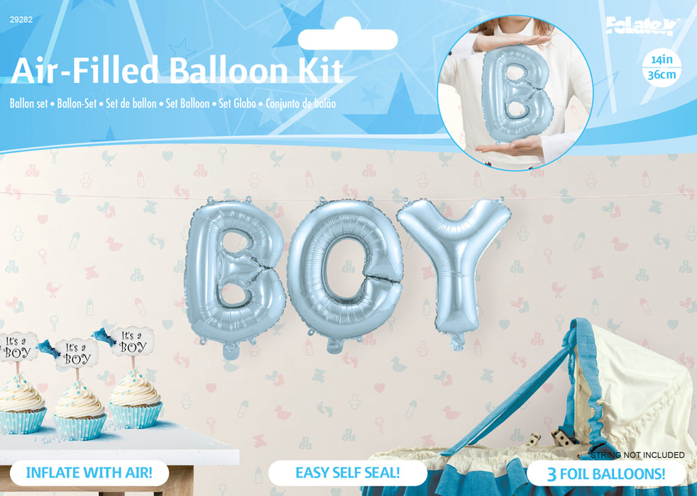 Ballonnenkit Boy blauw (luchtgevuld) 36cm
