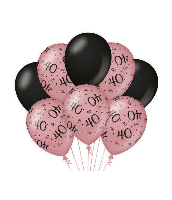 Ballonnen rosé/zwart - 40 (8st.)