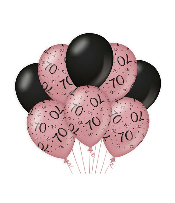Ballonnen rosé/zwart - 70 (8st.)