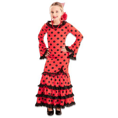 Flamenco jurk rood (105-121cm)