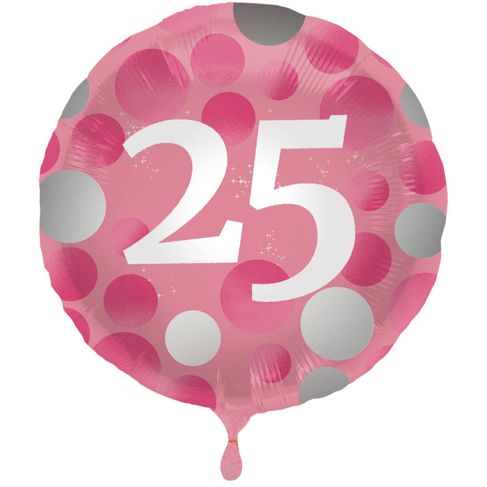 Folieballon 25 jaar glossy pink