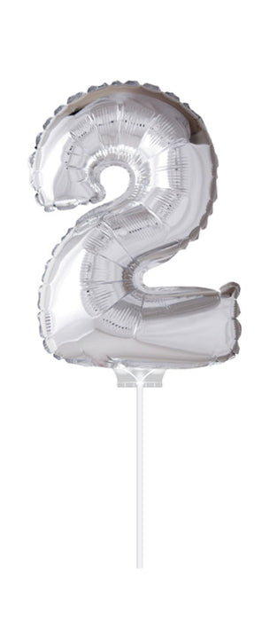 Folieballon 40cm zilver 2 (met stokje)