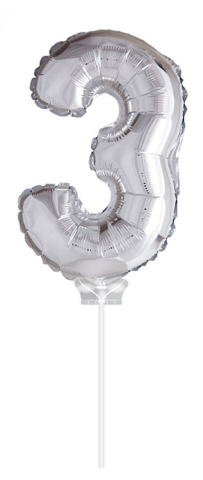 Folieballon 40cm zilver 3 (met stokje)