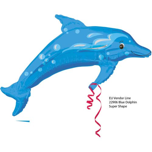 Folieballon dolfijn blauw 94x56cm