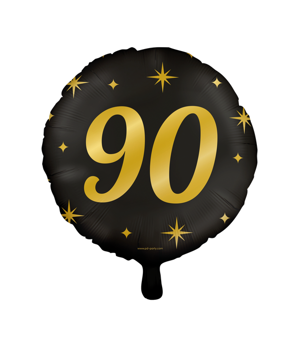 Folieballon zwart/goud 90 jaar