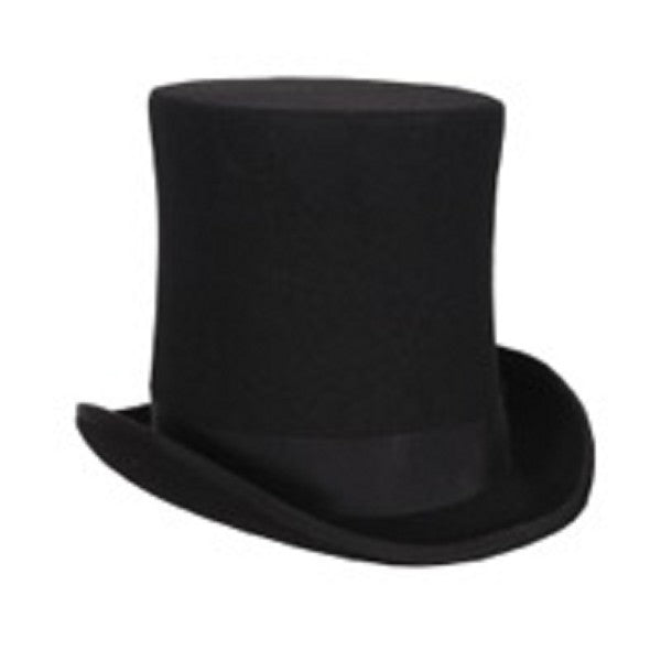Hoge hoed 21cm zwart extra hoog, wolvilt mt. 59