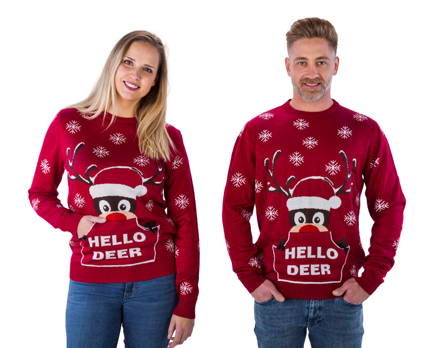Kersttrui Rudolph Hello Deer mt. S