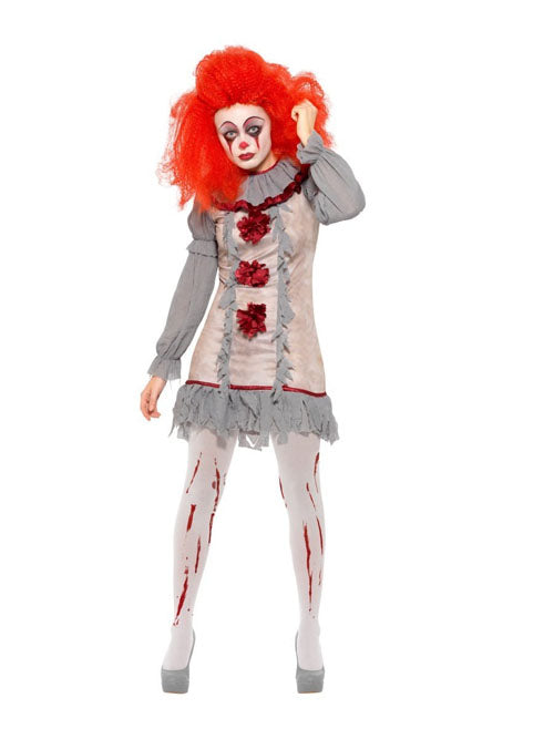 Clown Vintage dame grijs/rood mt. L