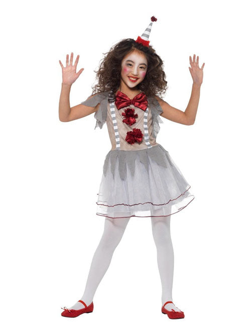 Clown Vintage girl grijs/rood mt. L (145-158)