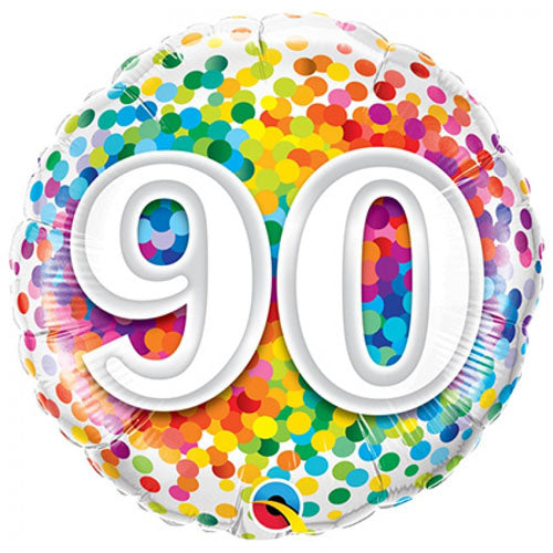 Folieballon 90 rainbow confetti