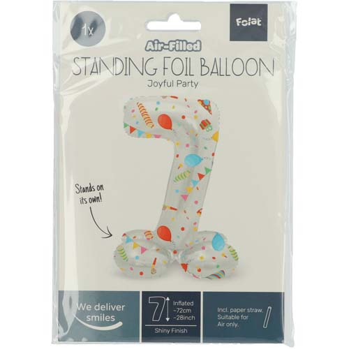 Folieballon staand joyful party cijfer 7