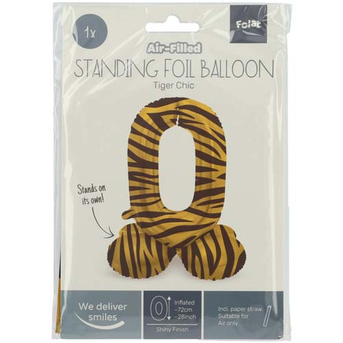 Folieballon staand tiger chic cijfer 0