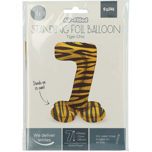 Folieballon staand tiger chic cijfer 7