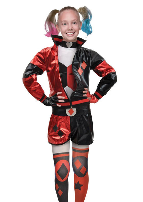Harley Quinn zwart/rood 10-12 jaar