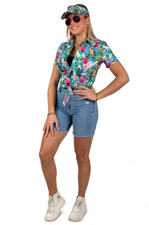 Hawaiiknoopblousemetzonneklepblauwmt36-38__1