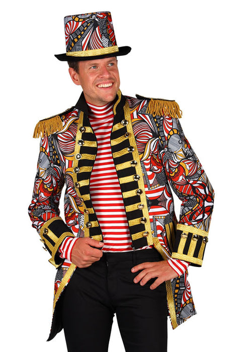 Herenjas African look rood/wit mt. S