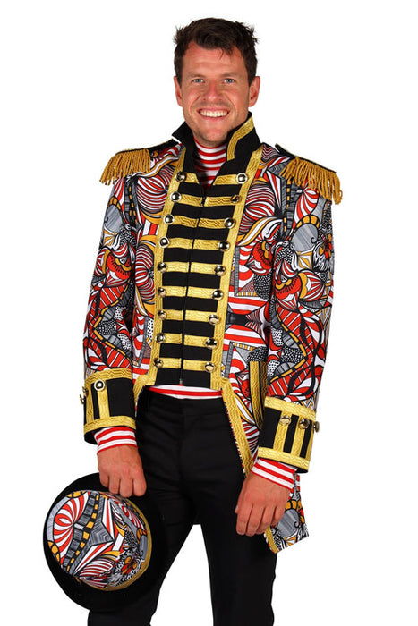 Herenjas African look rood/wit mt. S