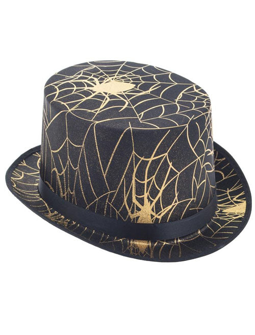 Hoge hoed goud met spinnenweb