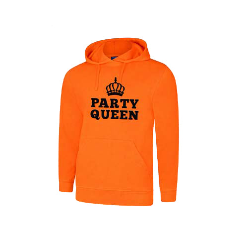 Hoodie oranje Party Queen mt. XL