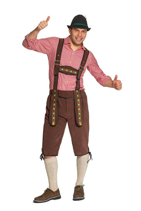 Lederhose Johann mt. M verstelbaar (donkerbruin lang)