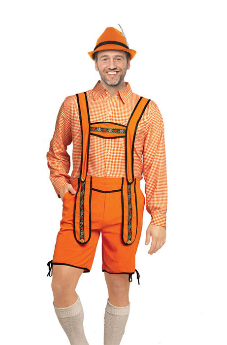 Lederhose Johann oranje kort mt. XXL