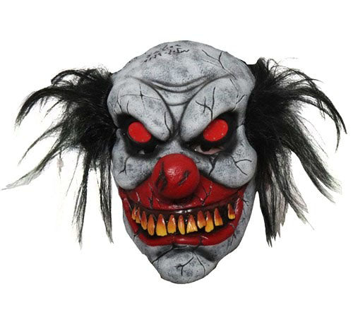 Masker rubber zombie clown met lichtgevende ogen