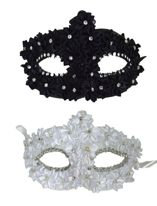 Oogmasker met bloemen/diamantjes (2 ass.) p/st.