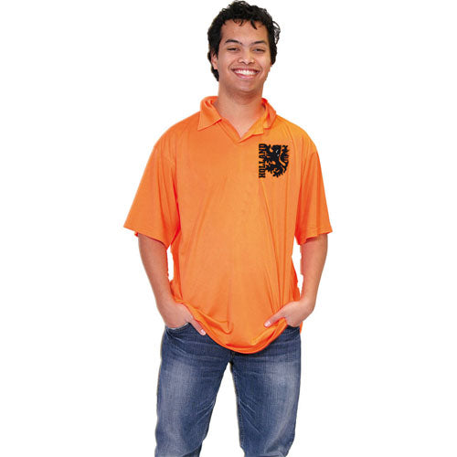 Poloshirt oranje met Oranje Hollandse leeuw mt. M