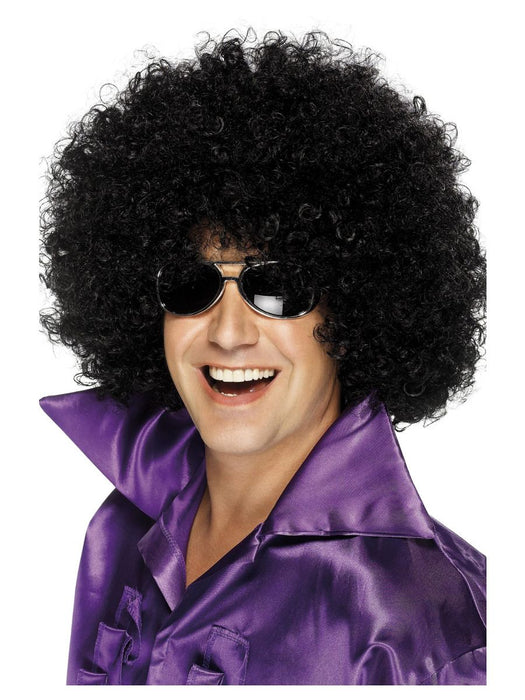 Pruik Afro mega, zwart