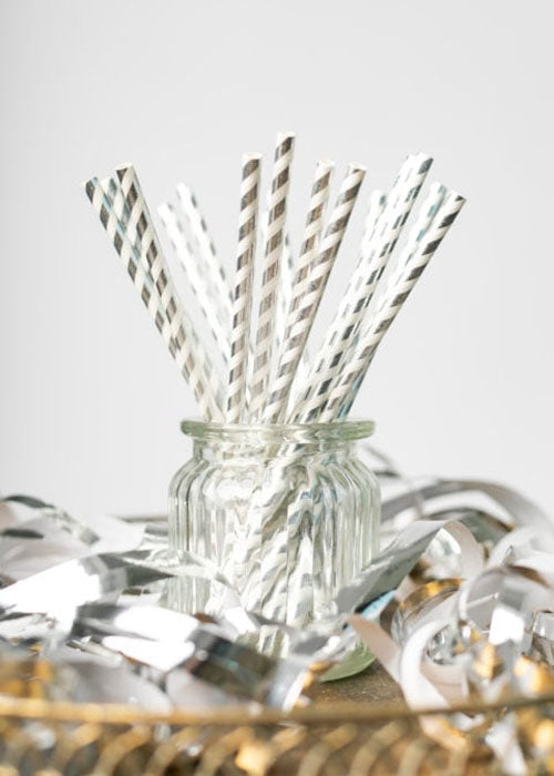 Rietjes papier streep zilver 20st.