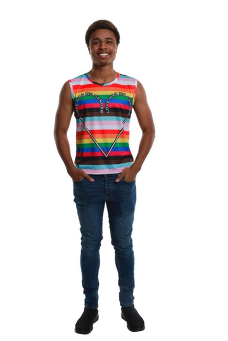 Shirt mouwloos Love has no gender rainbow mt. XL