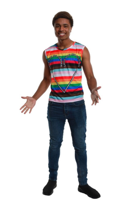 Shirt mouwloos Love has no gender rainbow mt. XL