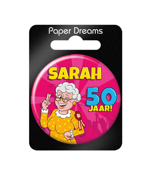 Button 50 jaar Sarah