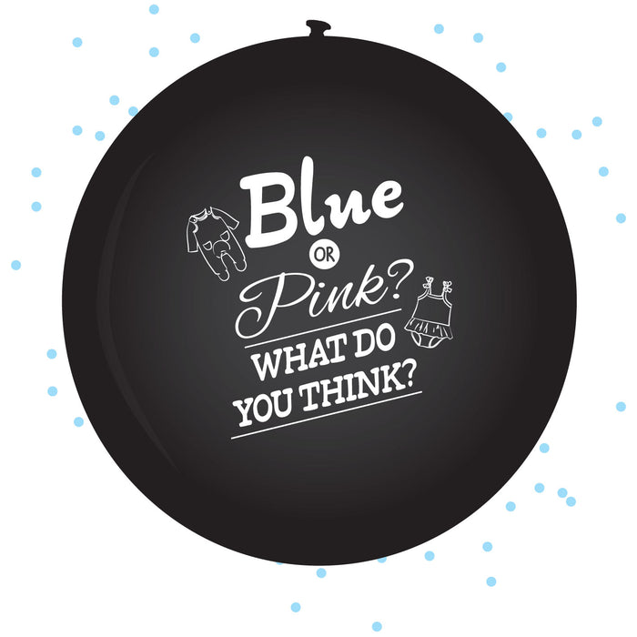 Ballon gender reveal 60cm + confetti blauw