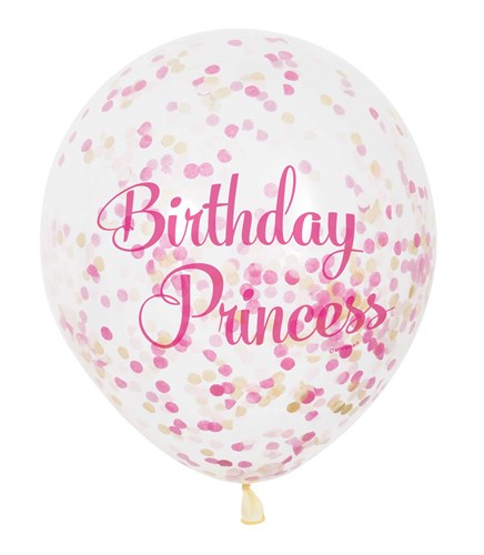 Ballonnen confetti Birthday princess 6st.