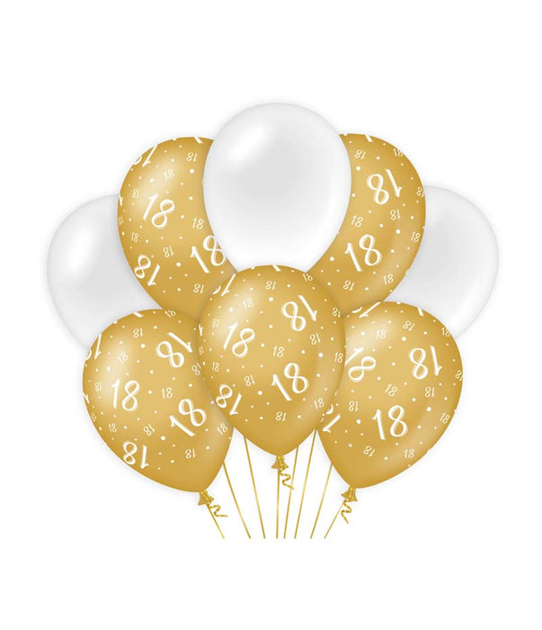 Ballonnen goud/wit - 18 (8st.)