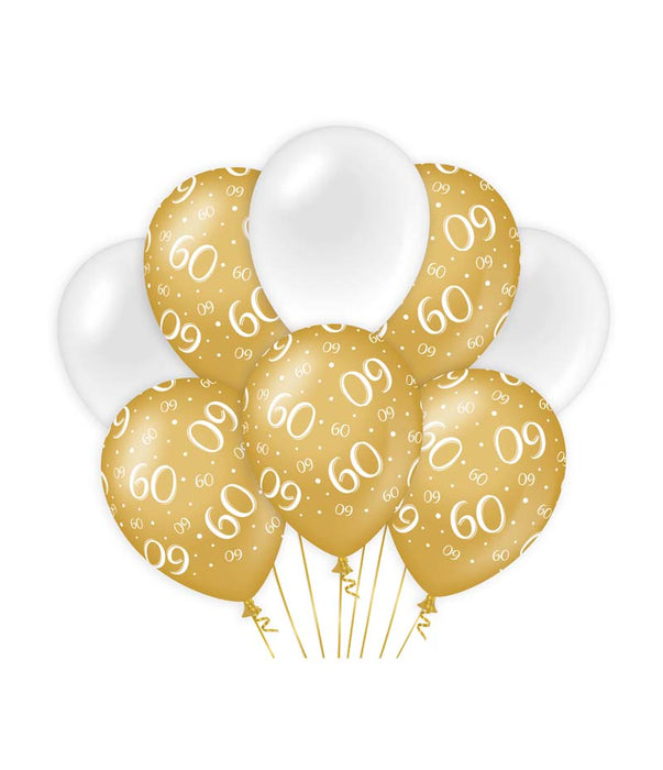 Ballonnen goud/wit - 60 (8st.)