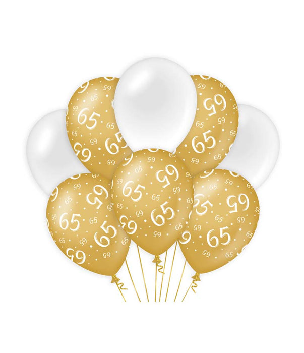 Ballonnen goud/wit - 65 (8st.)