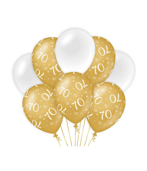 Ballonnen goud/wit - 70 (8st.)