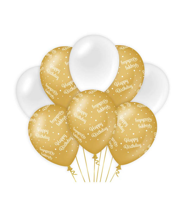 Ballonnen goud/wit - Congrats (8st.)