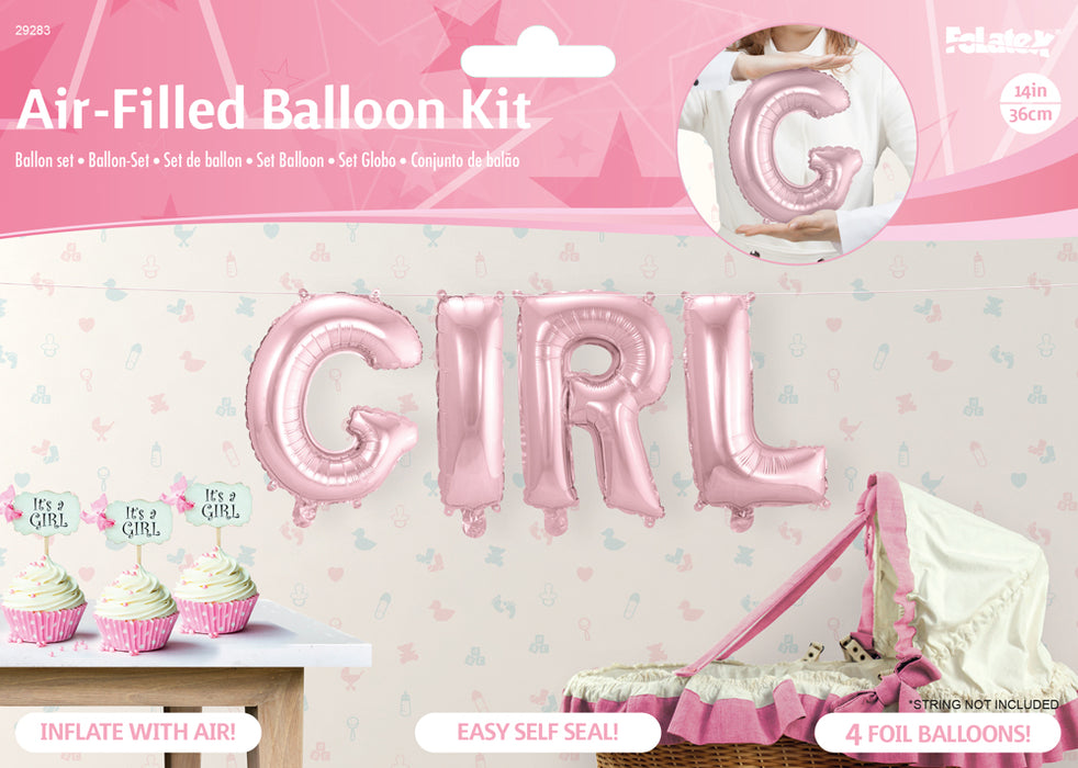 Ballonnenkit Girl roze (luchtgevuld) 36cm
