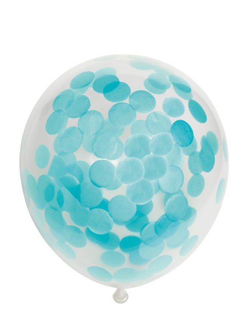 Ballonnen met confetti baby blauw 6st.