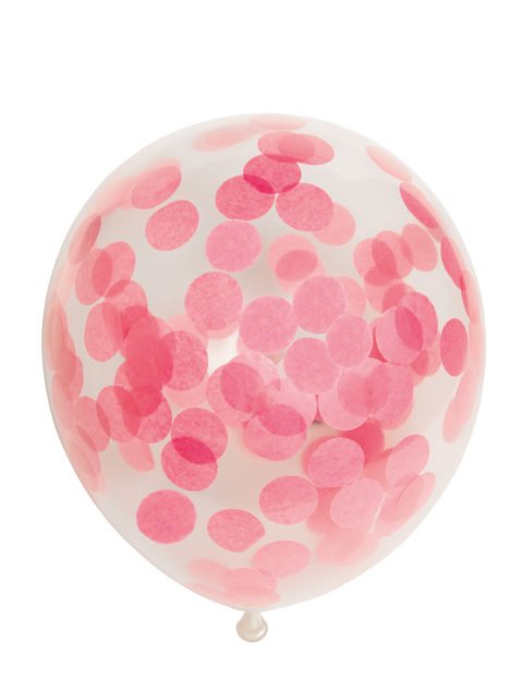 Ballonnen met confetti baby roze 6st.