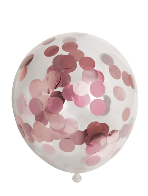 Ballonnen met confetti rosé goud 6st.