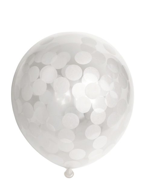 Ballonnen met confetti wit 6st.
