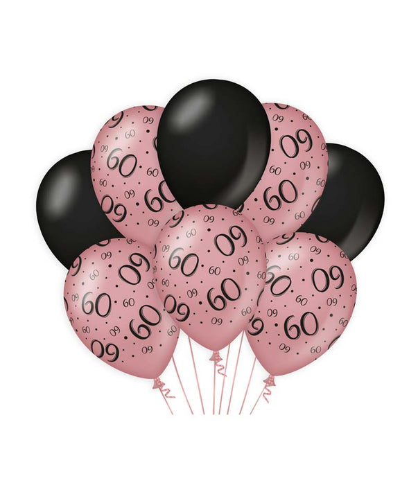 Ballonnen rosé/zwart - 60 (8st.)