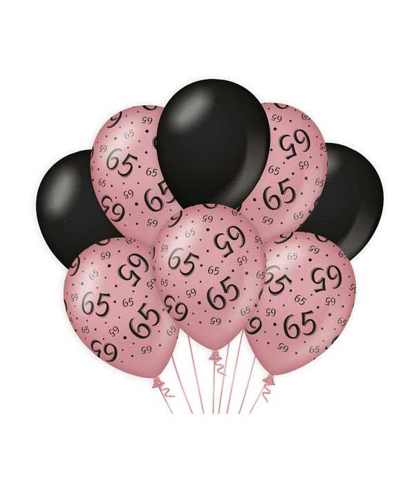 Ballonnen rosé/zwart - 65 (8st.)