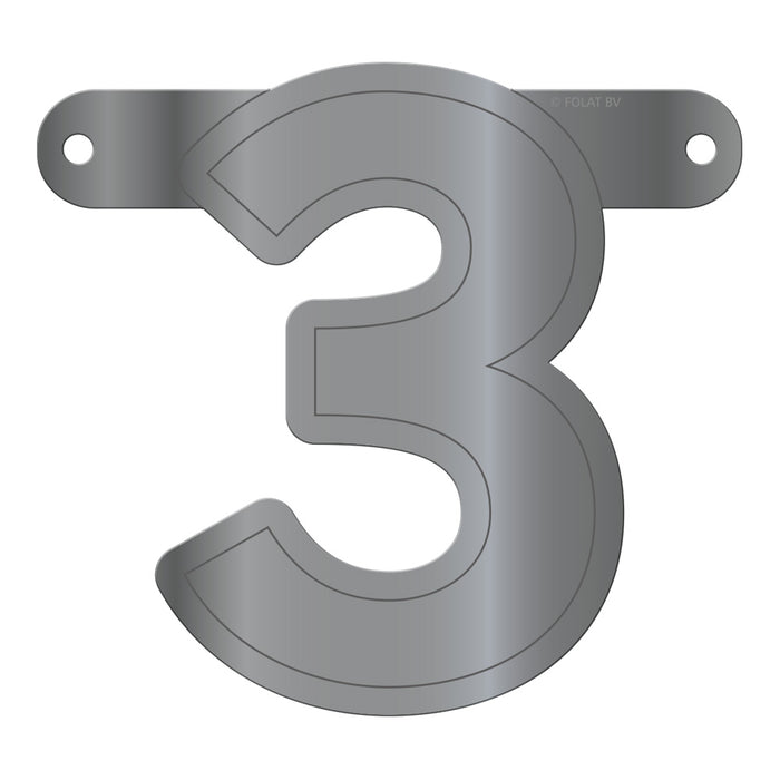 Banner Letter 3 Metallic Silver