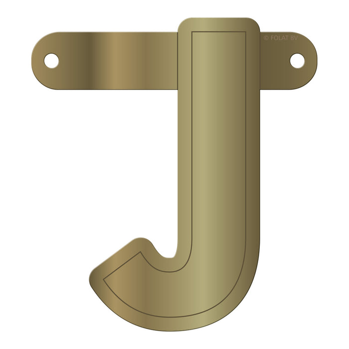 Banner Letter J Metallic Gold