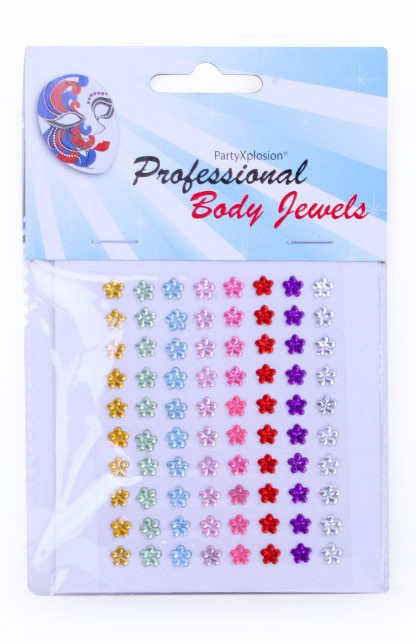 Body jewels 80 bloemetjes 6 mm ass kleuren